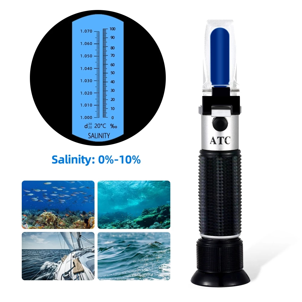 Aquarium Marine Salt - Tuzluluk Refraktometre 0-10% 1.000-1.070SG Optik Salometre