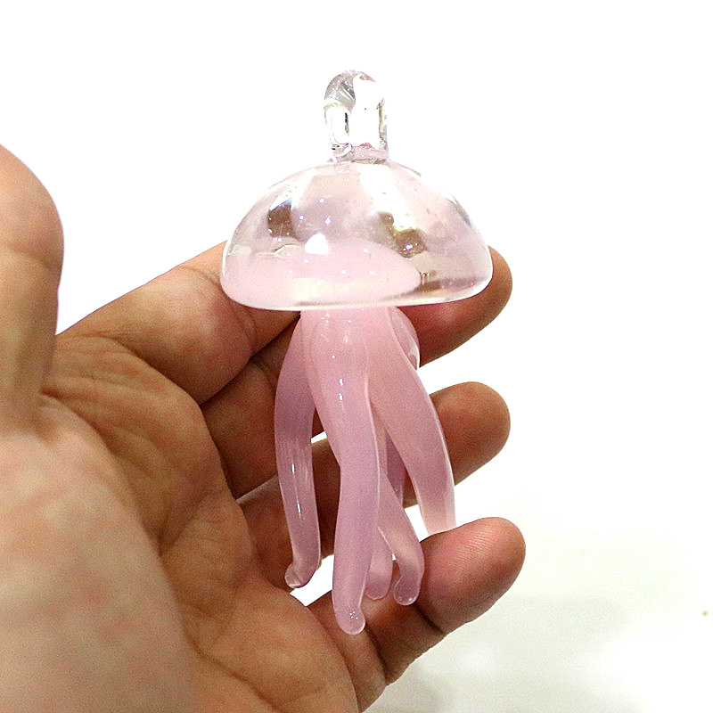 Marine Aquarium Home - Pembe Denizanası Cam Kolye Sevimli Deniz